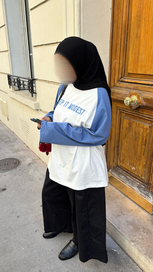 Haut keep it modest bleu
